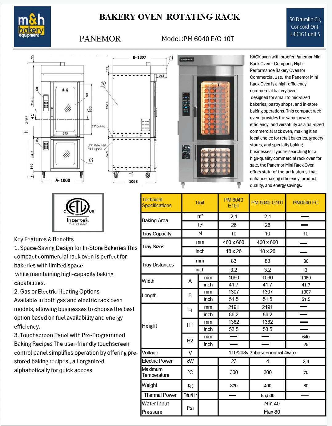 SINGLE RACK OVEN WITH PROOFER - Baking Equipment - Products - M&H ...